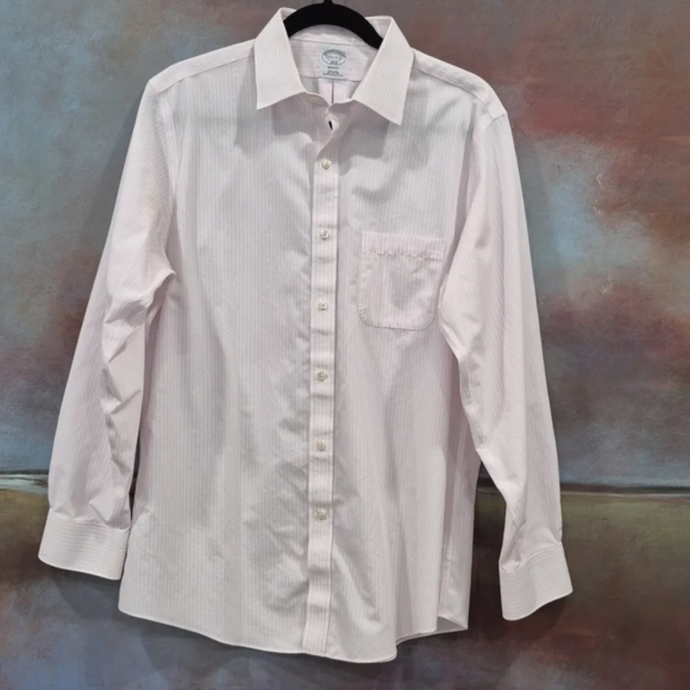 Brooks Brothers Regent Dress Shirt, 15.5" Pink & White Stripe - Picture 5 of 11
